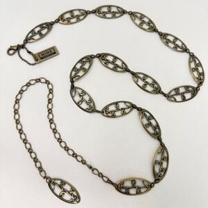 Nine & Company Antique Gold Tone Filigree Oval Link Belt Metal Chain